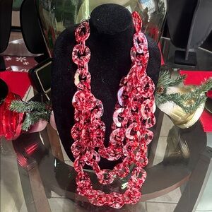 Sassy Jones Zara Red and white Acrylic Chain Necklace